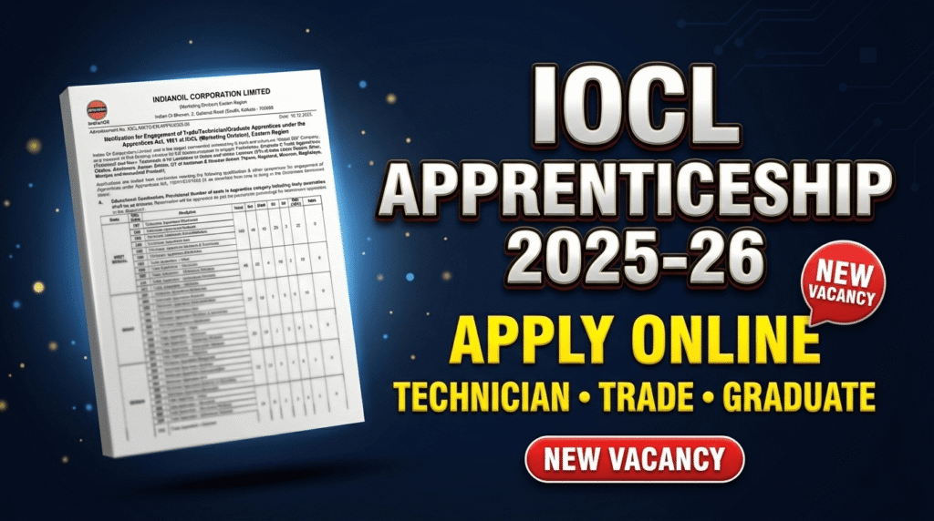 IOCL Eastern Region Apprentice Recruitment 2025 – Apply Online for Technical, Trade & Graduate Training Posts