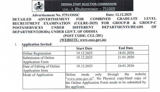 OSSC CGL Recruitment 2025 - Online Applications Open for 1576 Govt Vacancies