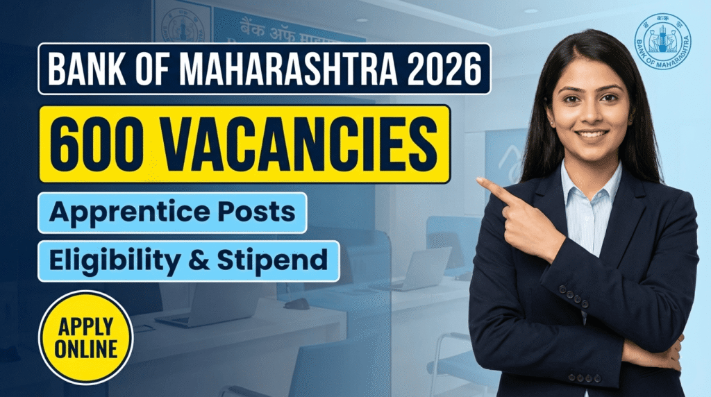 Bank of Maharashtra Apprentice Recruitment 2026 – Apply Online for 600 Posts, Eligibility & Stipend