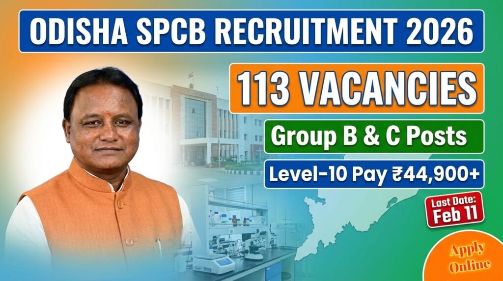Odisha SPCB Recruitment 2026 Apply online for 113 Group B/C posts at Odisha SPCB.