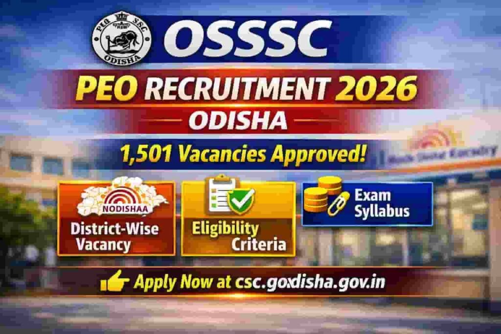 OSSSC PEO Recruitment 2026 Online Apply Link for 1501 Posts