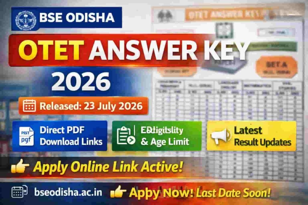 OTET Answer Key 2026 (Out) Download Paper 1 & 2 PDF @bseodisha.ac.in