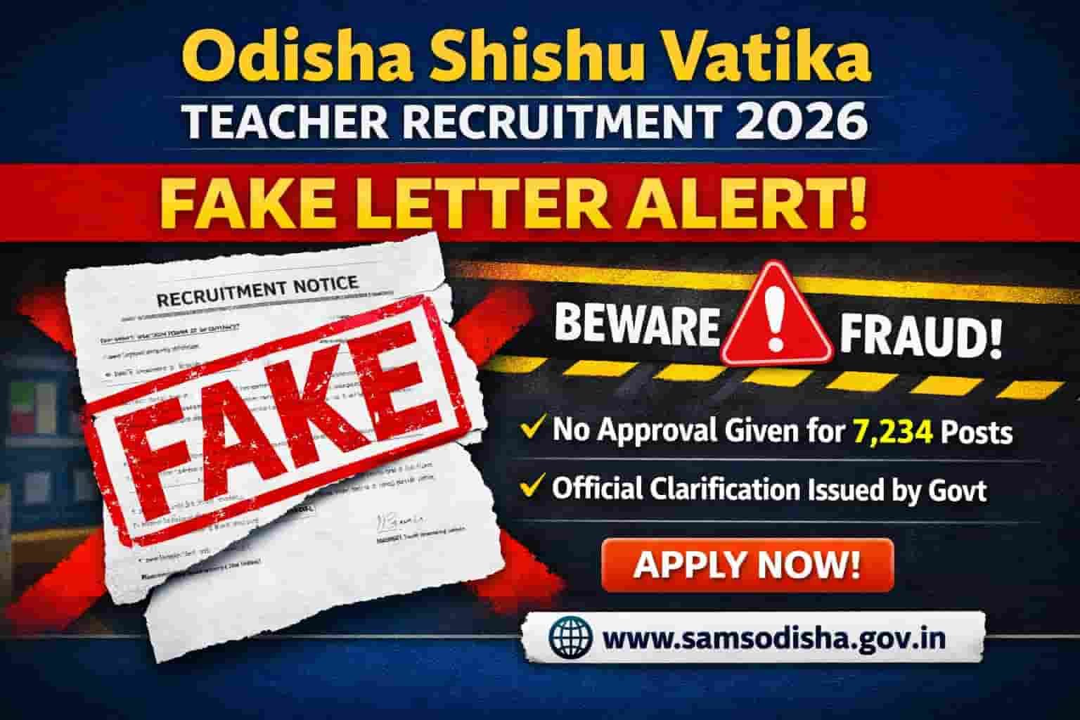 Odisha Shishu Vatika Teacher Recruitment 2026 Notification