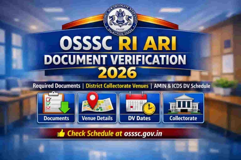 OSSSC RI ARI Document Verification 2026 Date, Venues & Documents